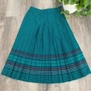 Pendleton 1950s Green Wool Plaid Pleated Kilt Skirt Size Large